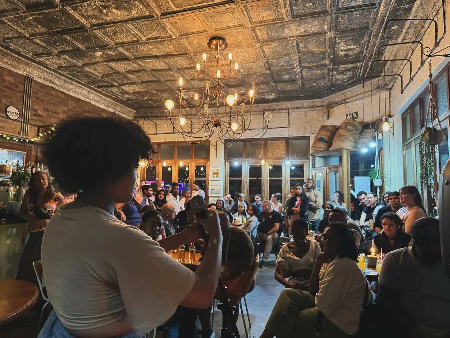 Audience at a poetry event